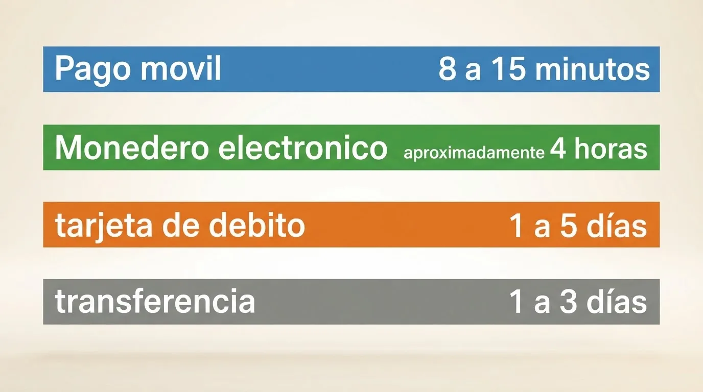 Comparativa visual de métodos de retirada (Bizum, PayPal, tarjeta, transferencia) con sus tiempos aproximados